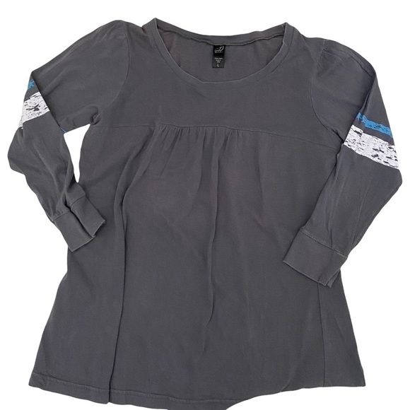 Moosejaw Grey Scoop Neck 3/4 Sleeve Top Sz Large - Picture 1 of 11